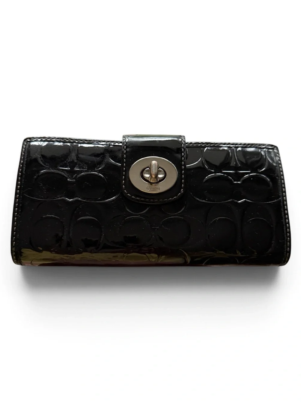 Coach Madison Black Patent Leather Wallet w/ Turquoise Lining | Like New